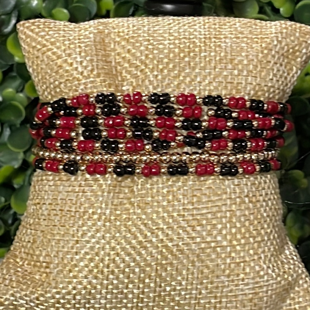 🎉♥️ NEW Multicolor Beaded Stretch Bracelet Set Game Days Gamecocks